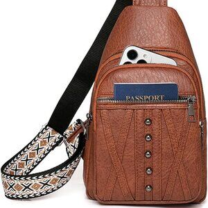 ESTABA Small Leather Sling Chest Bag NEW